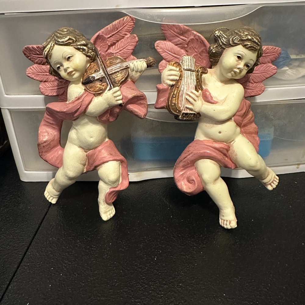 Vintage Pink & White Cherub Angels 👼 😇
Holiday Christmas Ornaments Set ♥️